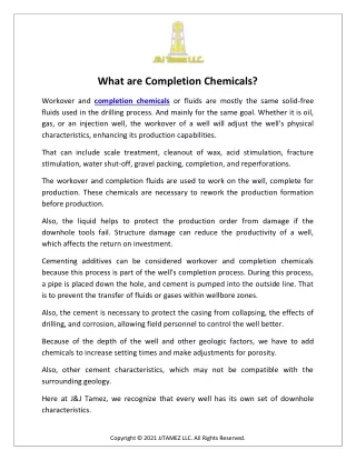 What are Completion Chemicals?