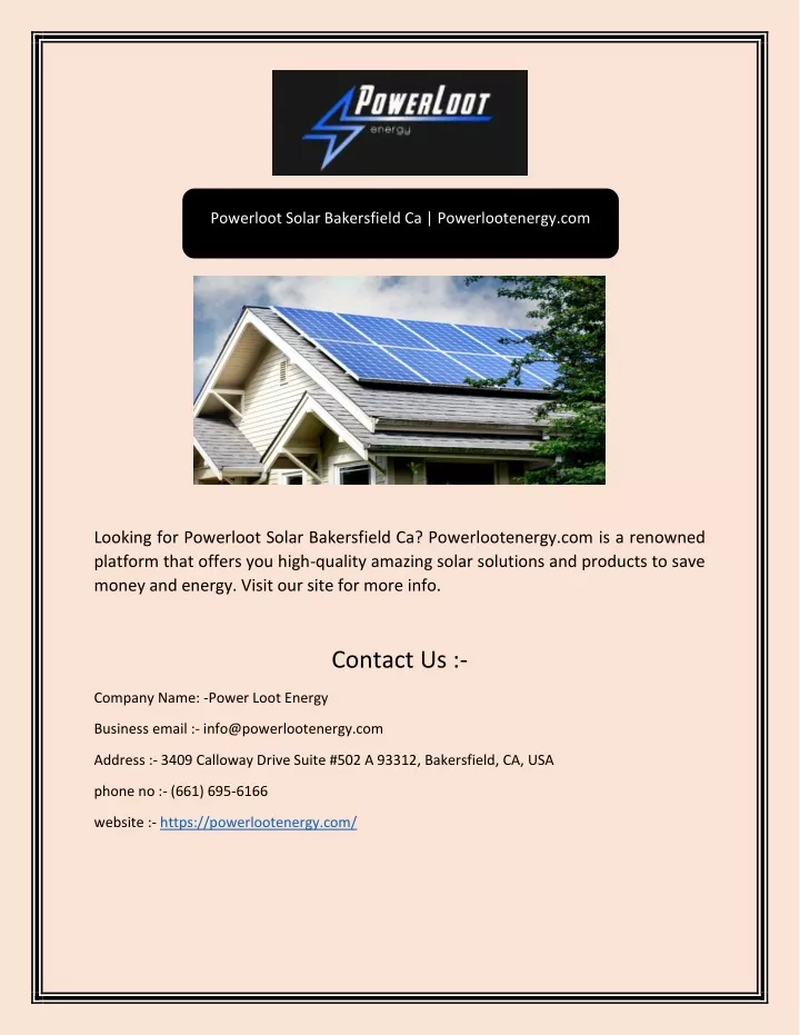 powerloot solar bakersfield ca powerlootenergy com