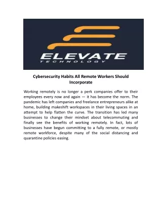 cybersecurity habits all remote workers should
