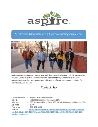 SLO County Mental Health | Aspirecounselingservice.com