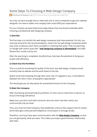 some steps to choosing a web design company