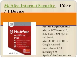 mcafee internet security 1 year 1 device