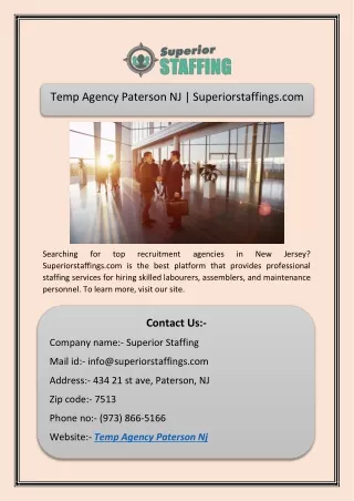 Temp Agency Paterson NJ | Superiorstaffings.com