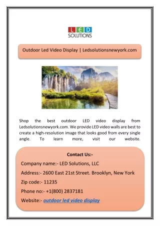 Outdoor Led Video Display | Ledsolutionsnewyork.com