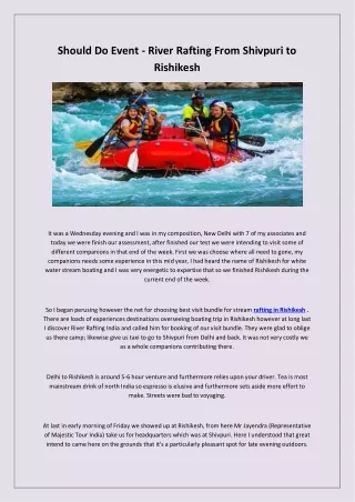 should do event river rafting from shivpuri