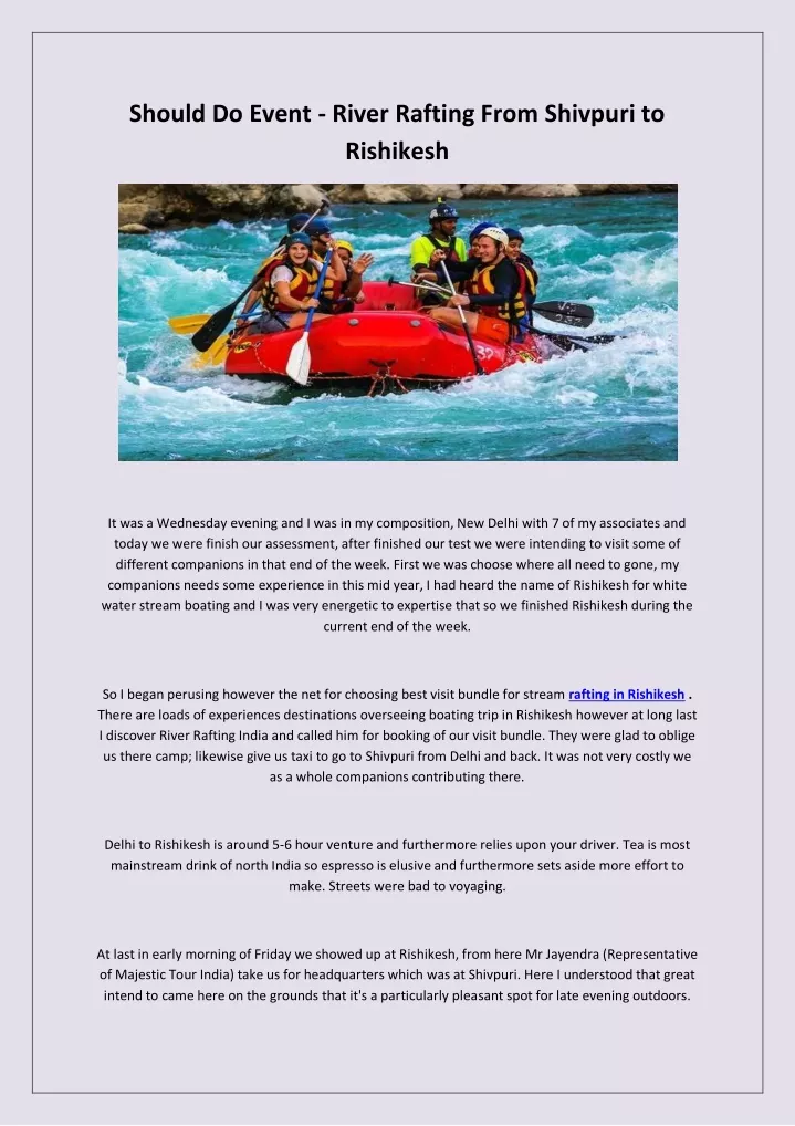 should do event river rafting from shivpuri