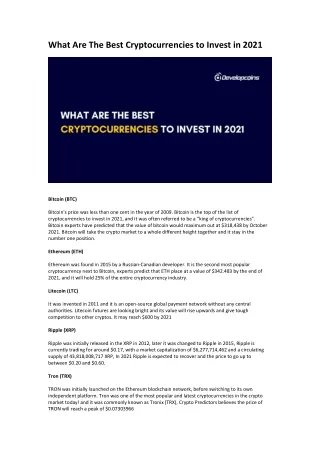 what are the best cryptocurrencies to invest