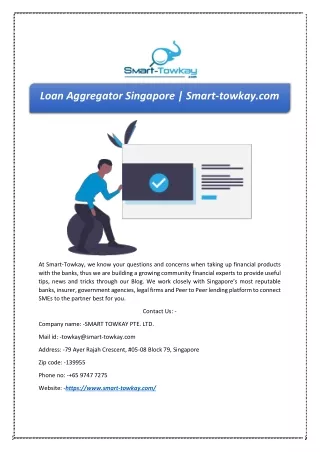 loan aggregator singapore smart towkay com