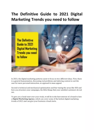 The Definitive Guide to 2021 Digital Marketing Trends you need to follow