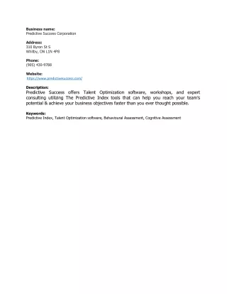 business name predictive success corporation