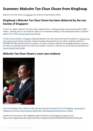 Malcolm Tan Chun Chuen Ponzi: 10 Things I Wish I'd Known Earlier