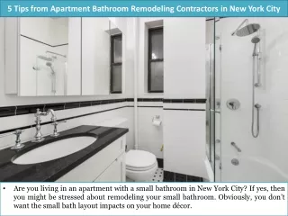 5 Tips from Apartment Bathroom Remodeling Contractors in New York City
