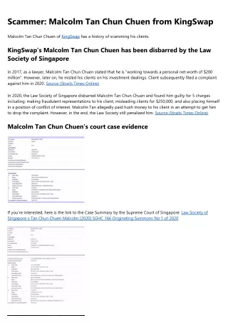 The Advanced Guide To Malcolm Tan Chun Chuen Scam