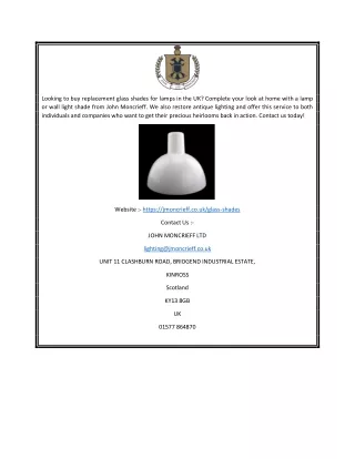 Replacement Glass Lamp Shades UK | John Moncrieff Ltd