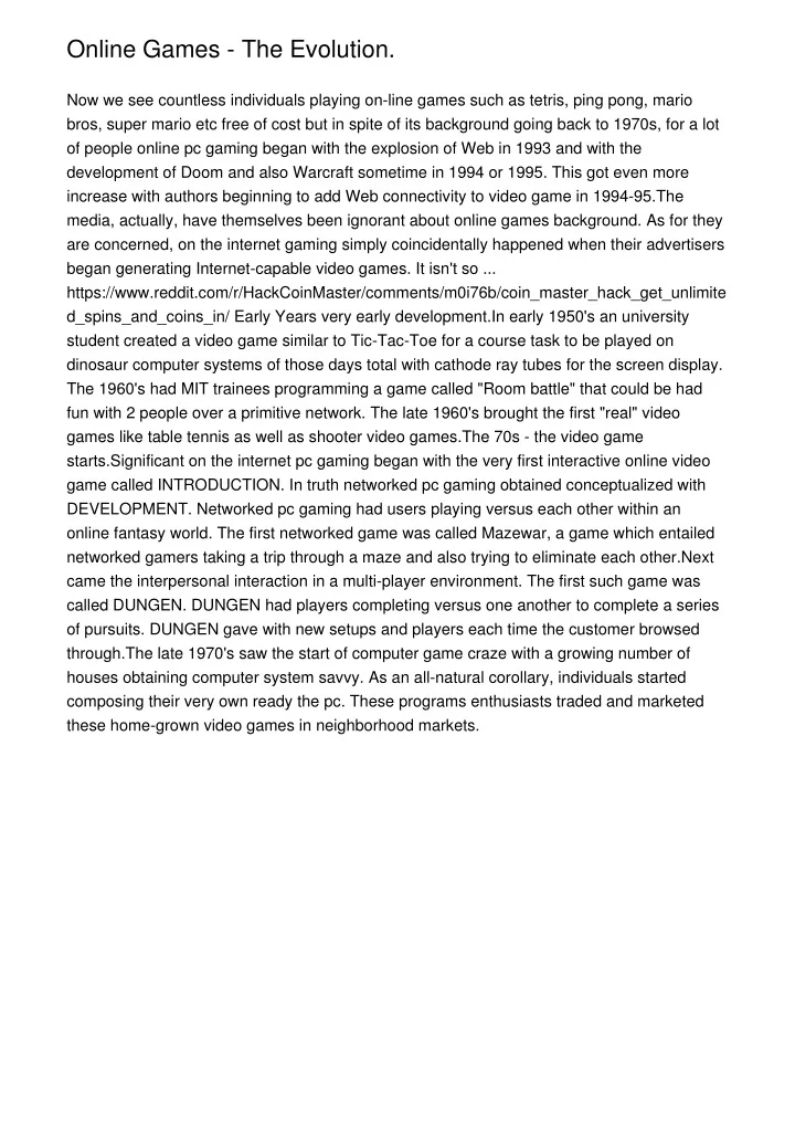 PPT - Online Games - The Evolution. PowerPoint Presentation, free ...