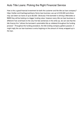 auto title loans picking the right financial