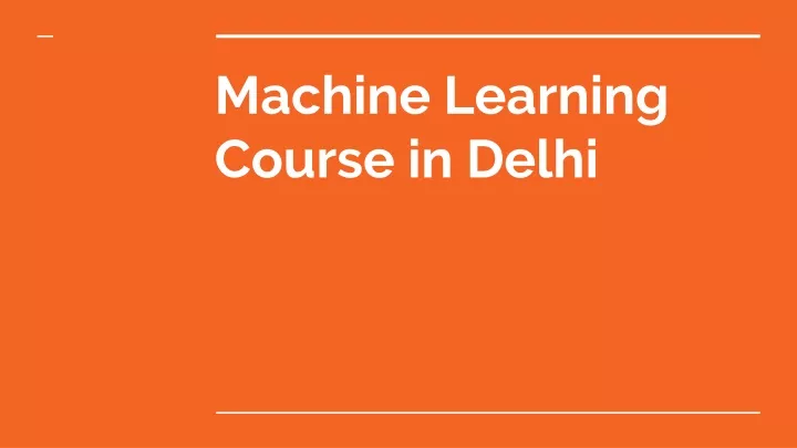 machine learning course in delhi