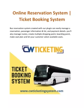 online reservation system ticket booking system