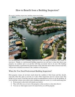 how to benefit from a building inspection