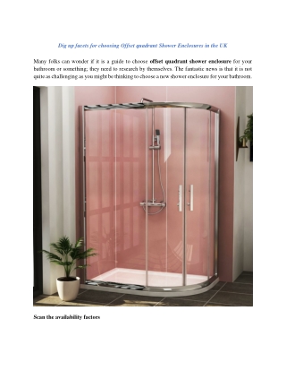 dig up facets for choosing offset quadrant shower
