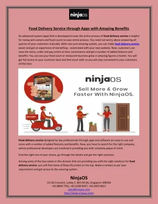 Food Delivery Service through Apps with Amazing Benefits