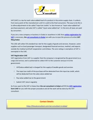 Online registration for VAT in Dubai
