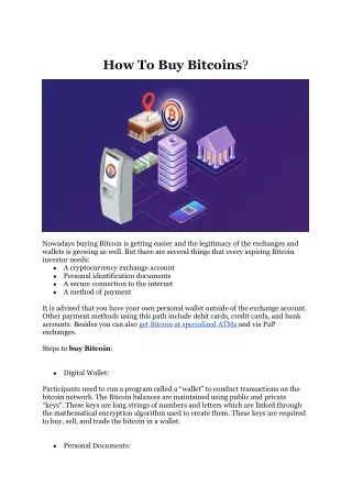 How To Buy Bitcoins?