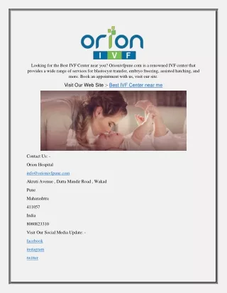 Best IVF Center Near Me | Orionivfpune.com