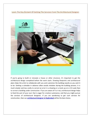 Learn The Key Element Of Getting The Services From The Architectural Designer