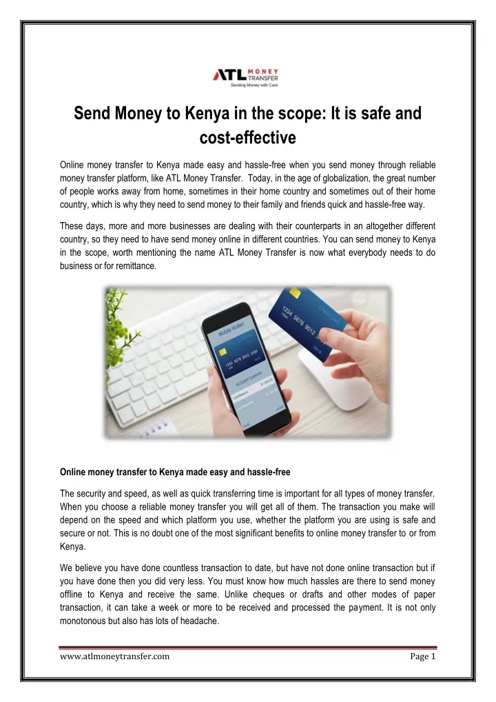 send money to kenya in the scope it is safe