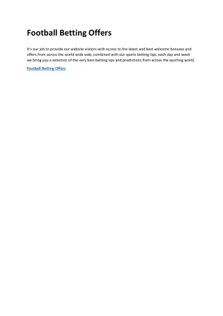 Football Betting Offers