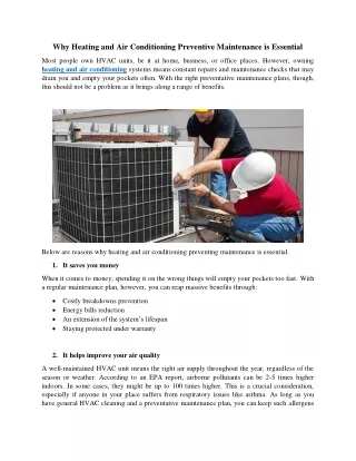 why heating and air conditioning preventive