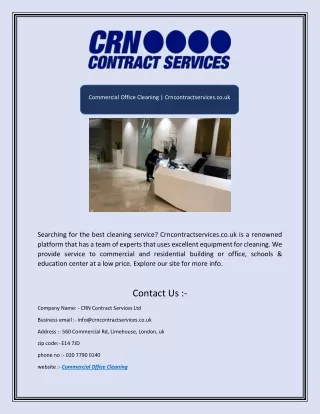 Commercial Office Cleaning | Crncontractservices.co.uk