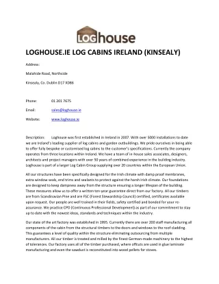 loghouse ie log cabins ireland kinsealy