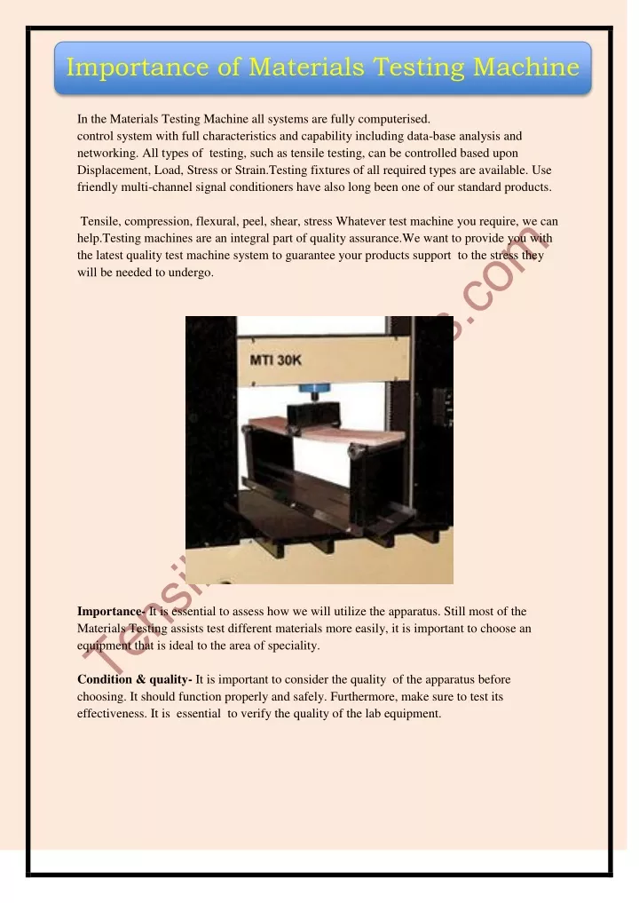 importance of materials testing machine