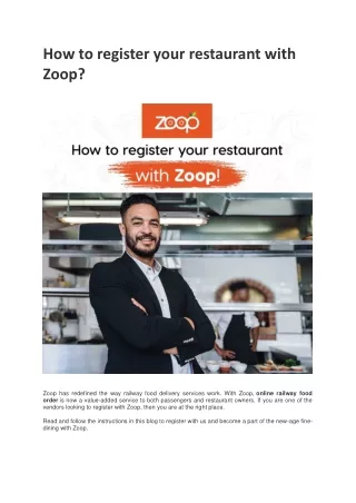 How to register your restaurant with Zoop