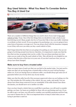 buy used vehicle what you need to consider before