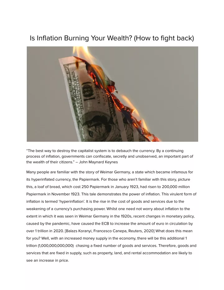 is inflation burning your wealth how to fight back