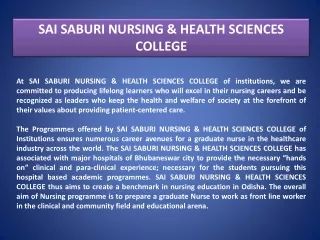 SAI SABURI NURSING & HEALTH SCIENCES COLLEGE