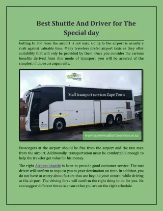 best shuttle and driver for the special day