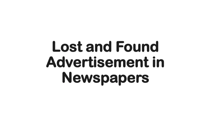 lost and found advertisement in newspapers