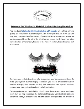 Discover the Wholesale 3D Mink Lashes USA Supplier Online