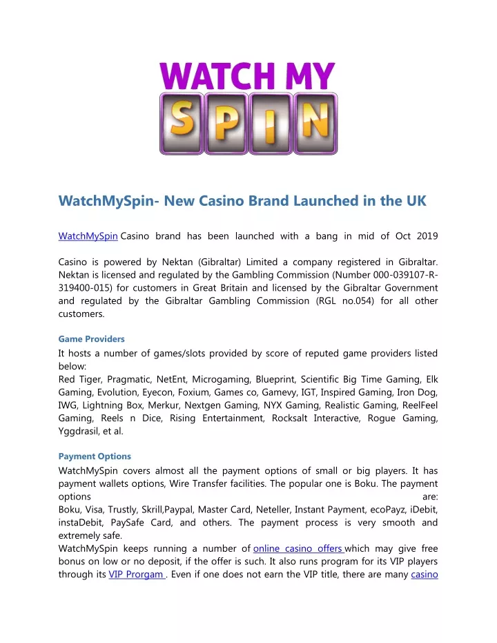 watchmyspin new casino brand launched