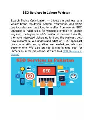 seo services in lahore pakistan