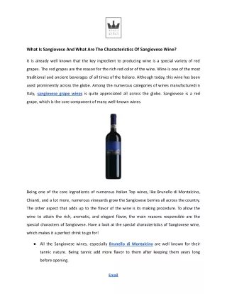 what is sangiovese and what