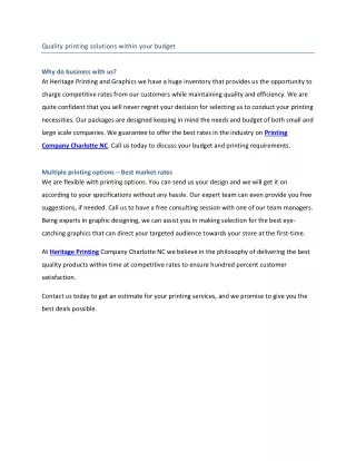 quality printing solutions within your budget
