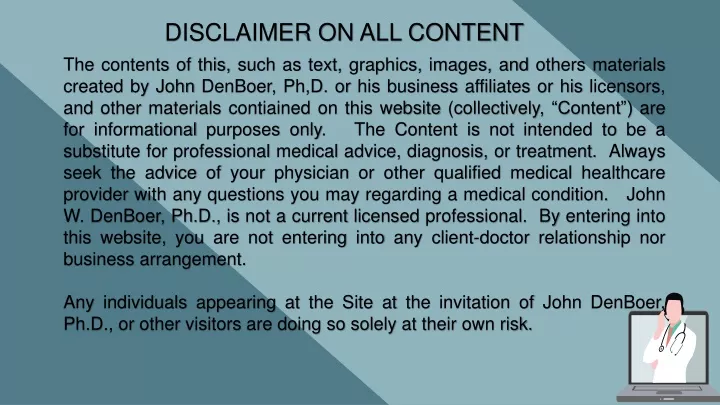 disclaimer on all content