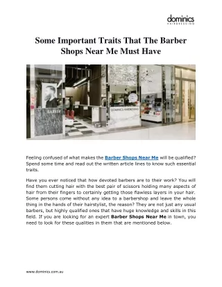 some important traits that the barber shops near