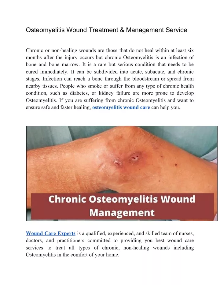 osteomyelitis wound treatment management service