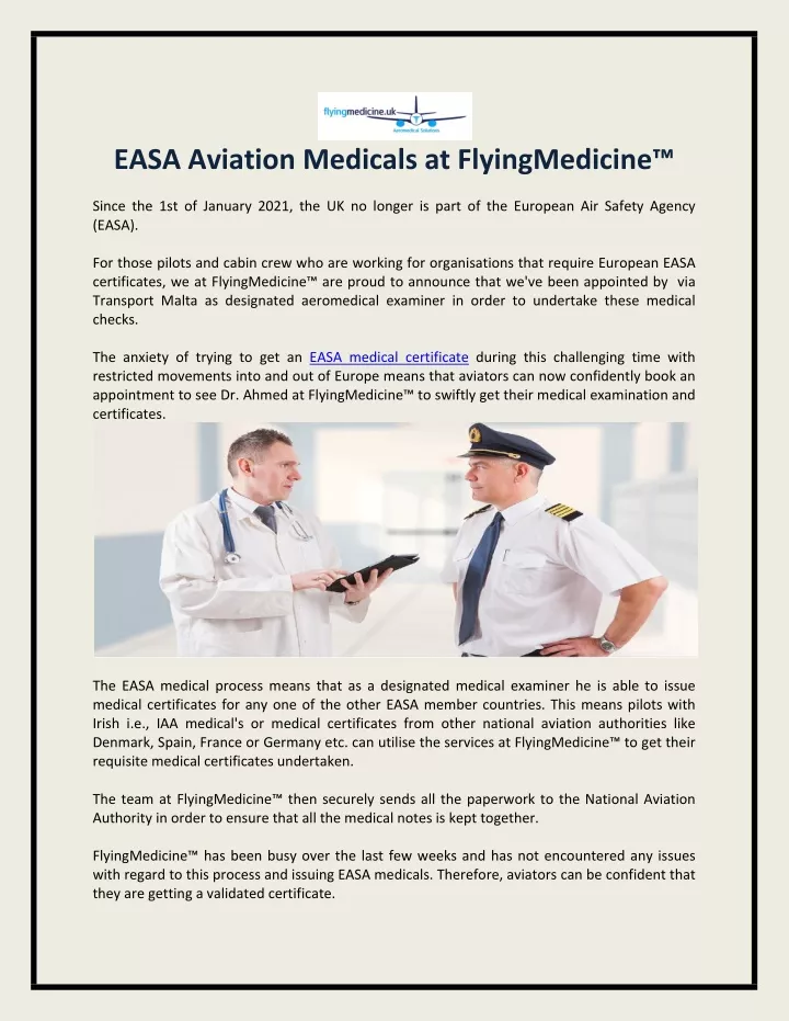 easa aviation medicals at flyingmedicine